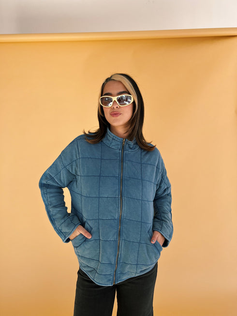 Forever Flame Quilted Jacket// Denim